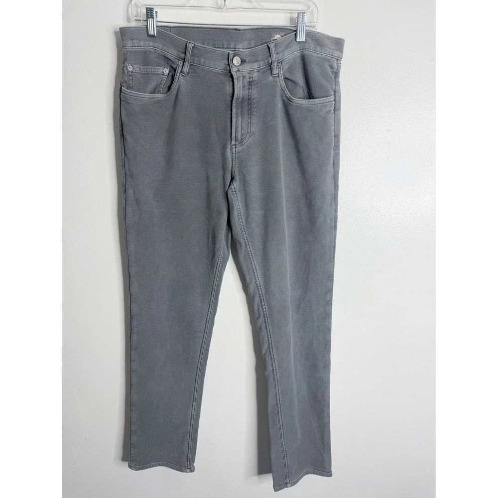 Faherty Mens Stretch Terry 5 Pocket Jean Slate Wash Gray 34 x 30 Preppy Casual
